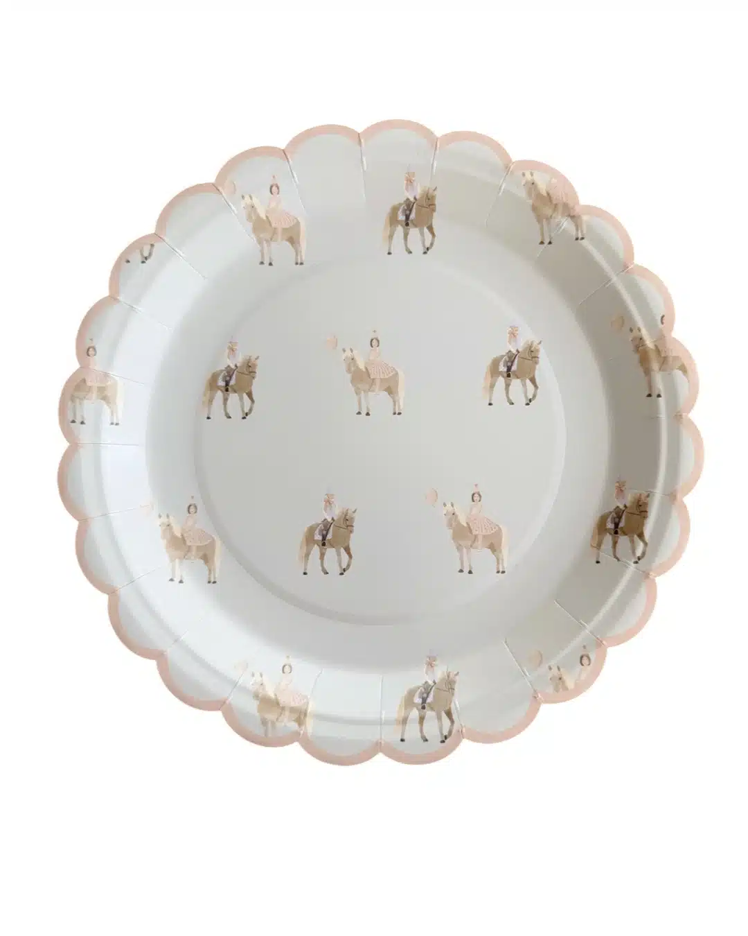 Paarden thema feestbord voor meisjes – Birthday Girl on Horse, set van 8 borden met illustratie van meisje op paard
